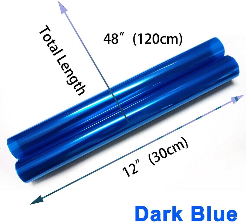 MARLBSTON 12” X 48” Dark Blue Tint Vinyl Wrap Film Roll for Car Headlight, Taillight, Fog Lights with Squeegee + Cutter（Dark Blue） - Image 3